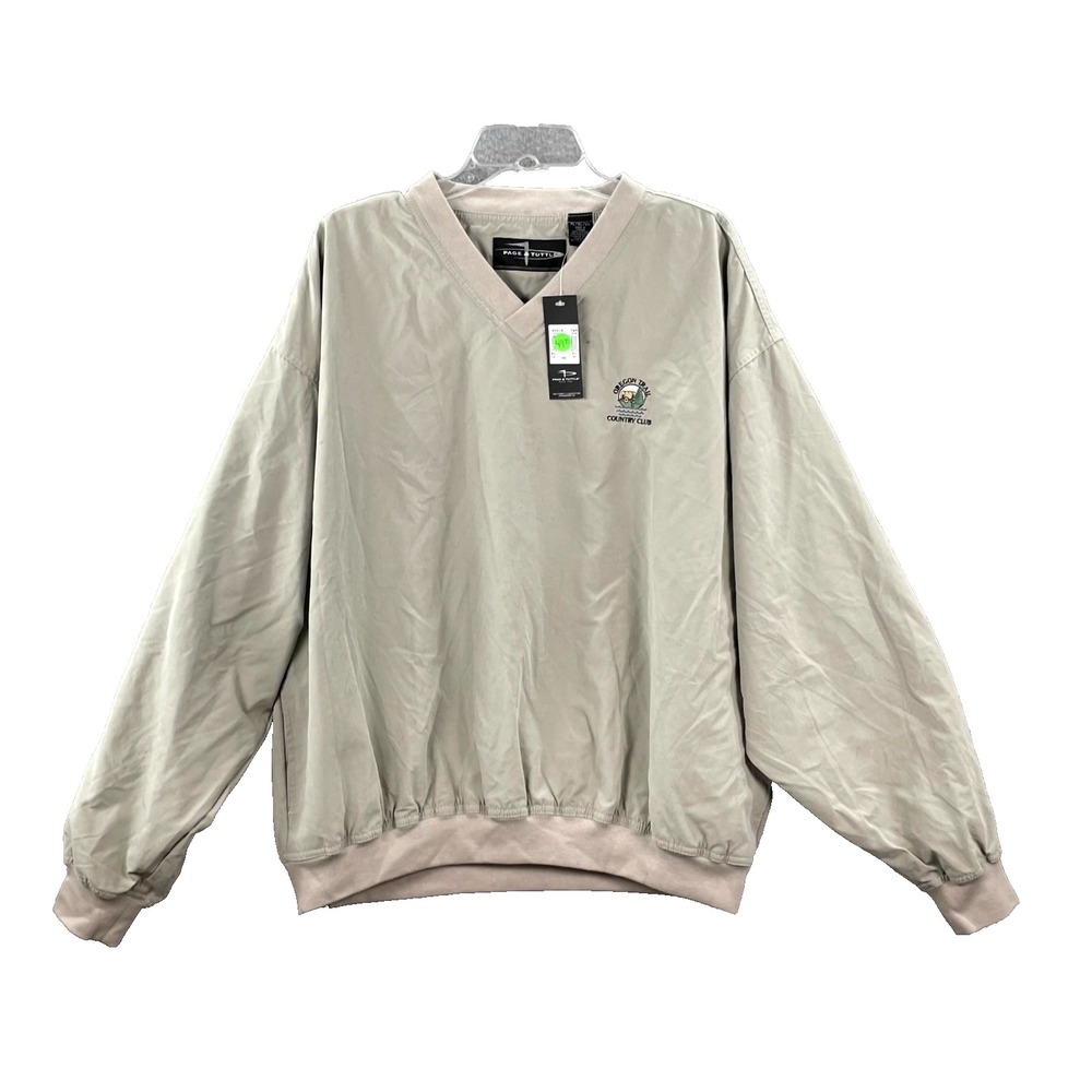 Page & Tuttle Windshirt Mens XL Tan Golfcore Country Club Sportswear Athleisure